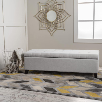 Christopher Knight Home Mission Fabric Storage Ottoman, Light Grey