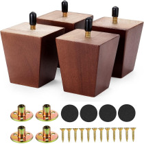 Maricome 3 Inch Wood Sofa Legs For Furniture Set Of 4, Square Solid Replacement Wooden Furniture Feet With Mounting Plates Screw In