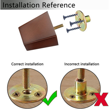 Maricome 3 Inch Wood Sofa Legs For Furniture Set Of 4, Square Solid Replacement Wooden Furniture Feet With Mounting Plates Screw In