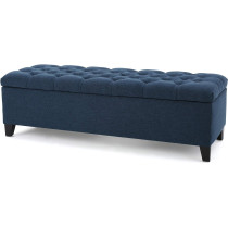 Christopher Knight Home Ottilie Fabric Storage Ottoman, Dark Blue, 17.75D X 51.5W X 15.75H Inch
