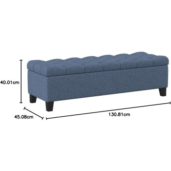 Christopher Knight Home Ottilie Fabric Storage Ottoman, Dark Blue, 17.75D X 51.5W X 15.75H Inch