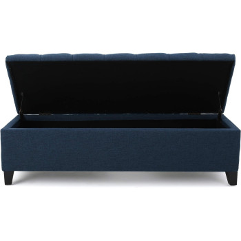 Christopher Knight Home Ottilie Fabric Storage Ottoman, Dark Blue, 17.75D X 51.5W X 15.75H Inch