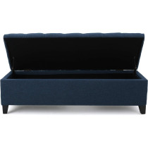 Christopher Knight Home Ottilie Fabric Storage Ottoman, Dark Blue, 17.75D X 51.5W X 15.75H Inch