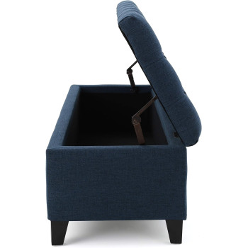 Christopher Knight Home Ottilie Fabric Storage Ottoman, Dark Blue, 17.75D X 51.5W X 15.75H Inch