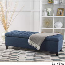 Christopher Knight Home Ottilie Fabric Storage Ottoman, Dark Blue, 17.75D X 51.5W X 15.75H Inch