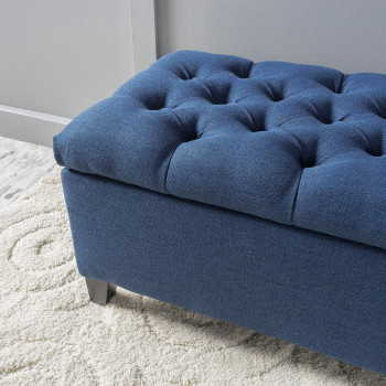 Christopher Knight Home Ottilie Fabric Storage Ottoman, Dark Blue, 17.75D X 51.5W X 15.75H Inch