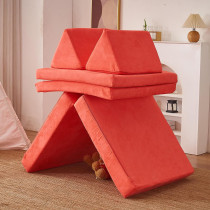 Jela Kids Couch 8Pcs, Floor Sofa Modular Funiture For Kids Adults, Playhouse Play Set For Toddlers Babies, Modular Foam Play Couch Indoor Outdoor (33"X66"X21.85, Burn Orange)