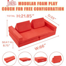 Jela Kids Couch 8Pcs, Floor Sofa Modular Funiture For Kids Adults, Playhouse Play Set For Toddlers Babies, Modular Foam Play Couch Indoor Outdoor (33"X66"X21.85, Burn Orange)