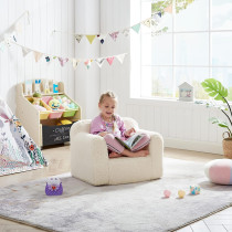 Ulax Furniture Kids Armchair Toddler Couch Baby Sofa Chair With Sherpa Fabric For Boys And Girls (Beige)