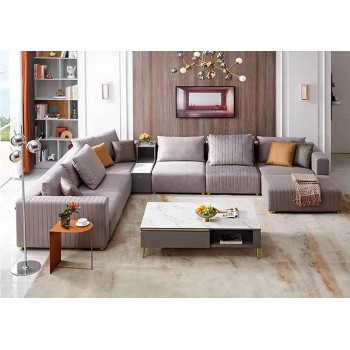 U Shape Sofa Set 7 Seater Living Room Furniture Sectional Fabric Sofa With Storage Drawers