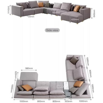 U Shape Sofa Set 7 Seater Living Room Furniture Sectional Fabric Sofa With Storage Drawers