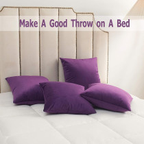 Volcanics Pack Of 4 Velvet Decorative Throw Pillow Covers Soft Solid Square Couch Pillow Cover Case Cushion Pillowcase 18X18 Inches, Eggplant Purple