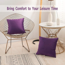Volcanics Pack Of 4 Velvet Decorative Throw Pillow Covers Soft Solid Square Couch Pillow Cover Case Cushion Pillowcase 18X18 Inches, Eggplant Purple