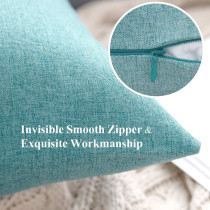 Miulee Pack Of 2 Decorative Outdoor Solid Waterproof Throw Pillow Covers Polyester Linen Garden Farmhouse Cushion Cases For Patio Tent Balcony Couch Sofa 12X20 Inch Turquoise