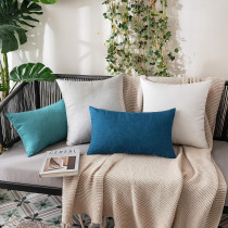 Miulee Pack Of 2 Decorative Outdoor Solid Waterproof Throw Pillow Covers Polyester Linen Garden Farmhouse Cushion Cases For Patio Tent Balcony Couch Sofa 12X20 Inch Turquoise