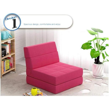 M_SSSK Modern Simplicity Fabric Sofa Lazy Sofa Bed Folding Sofa Bedroom Bay Window Comfortable Tatami Removable And Washable Thick 150 Ã— 70 Ã— 15Cm (Colour : Rose Red)