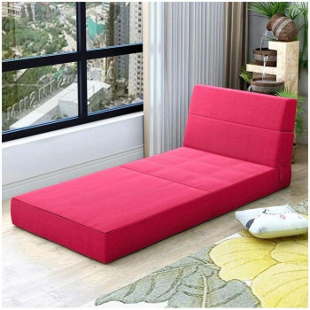 M_SSSK Modern Simplicity Fabric Sofa Lazy Sofa Bed Folding Sofa Bedroom Bay Window Comfortable Tatami Removable And Washable Thick 150 Ã— 70 Ã— 15Cm (Colour : Rose Red)