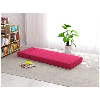 M_SSSK Modern Simplicity Fabric Sofa Lazy Sofa Bed Folding Sofa Bedroom Bay Window Comfortable Tatami Removable And Washable Thick 150 Ã— 70 Ã— 15Cm (Colour : Rose Red)