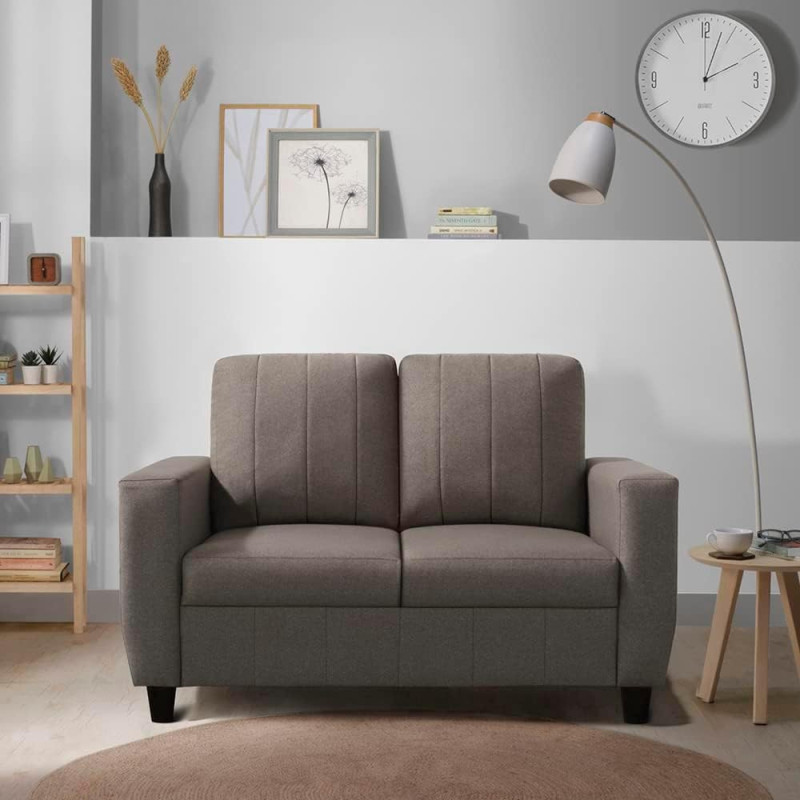 Modern Fabric Sofa (2 Seater, Pebble Brown)
