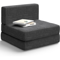 Aiho Sleeper Sofa Bed, Convertible Sofa Couch Bed, Floor Couch Futon Sofa Bed Chair Bed, Modern Linen Fabric Removable Cover, For Living Room/Apartment/Loft, Dark Grey