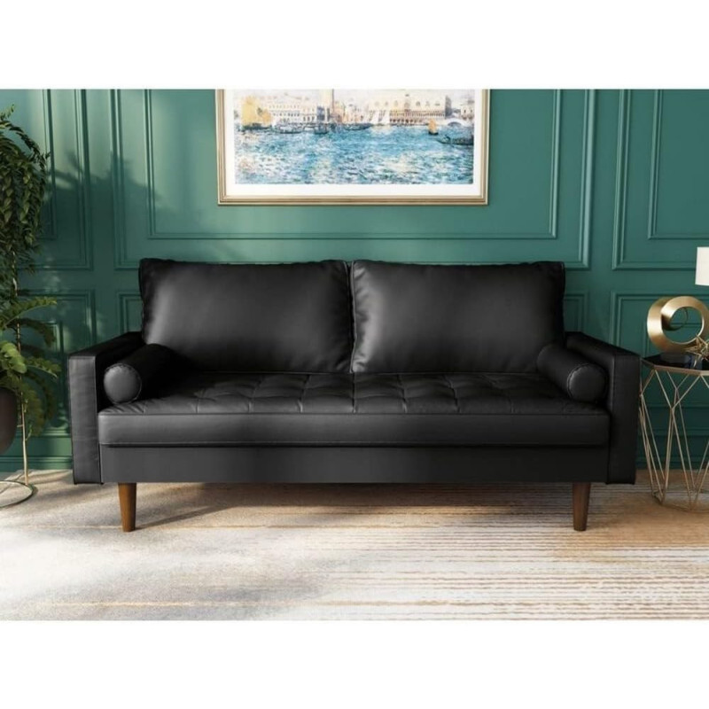 Cotton Home Connie Pu Leather Square Arm Sofa
