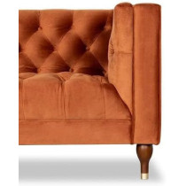 Cotton Home Velvet Tuxedo Arm Sofa, 86 Cm Height X 214 Cm Width X 78 Cm Depth