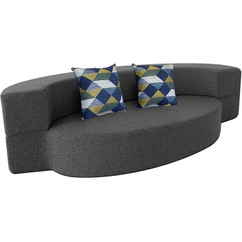 Nigoone Modern Folding Sofa Bed Couch Memory Foam With 2 Pillows Sleeper Sofa Futon Couch For Bedroom Living Room Guests, Washable Set, Stylish Oval 76L Ã— 41.5D Ã— 10H,Dark Grey