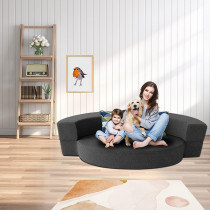 Nigoone Modern Folding Sofa Bed Couch Memory Foam With 2 Pillows Sleeper Sofa Futon Couch For Bedroom Living Room Guests, Washable Set, Stylish Oval 76L Ã— 41.5D Ã— 10H,Dark Grey