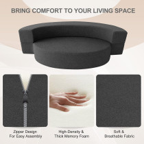 Nigoone Modern Folding Sofa Bed Couch Memory Foam With 2 Pillows Sleeper Sofa Futon Couch For Bedroom Living Room Guests, Washable Set, Stylish Oval 76L Ã— 41.5D Ã— 10H,Dark Grey