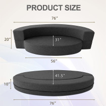 Nigoone Modern Folding Sofa Bed Couch Memory Foam With 2 Pillows Sleeper Sofa Futon Couch For Bedroom Living Room Guests, Washable Set, Stylish Oval 76L Ã— 41.5D Ã— 10H,Dark Grey