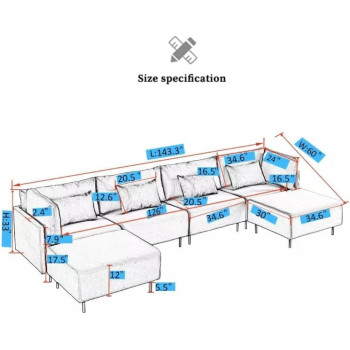 U Shape Luxury Sofa Set Modern Design Furniture Sectional Couch Living Room Sofa