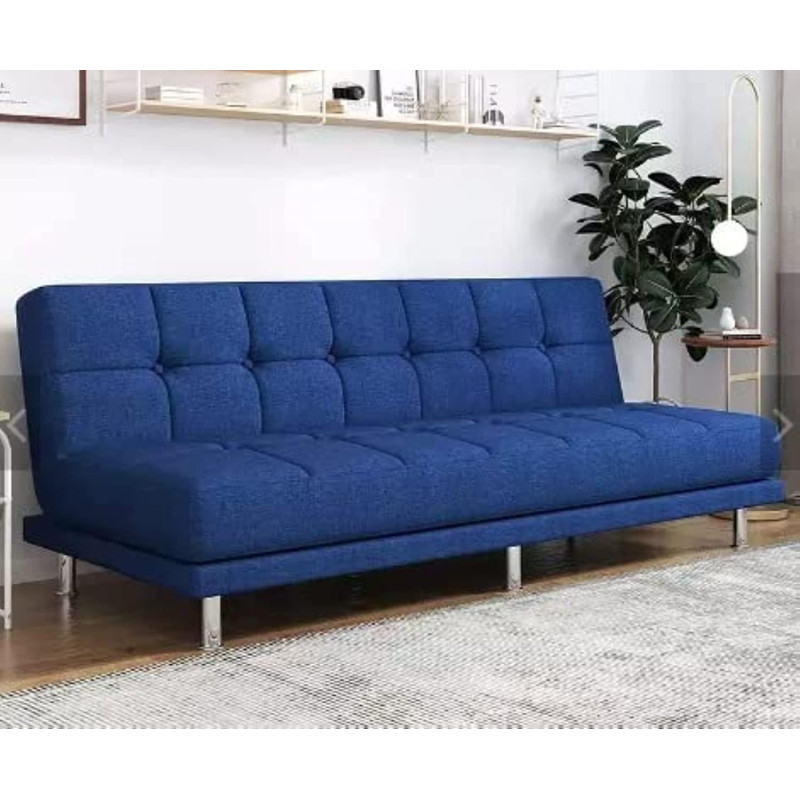 Fabric Sofa Living Room Small Apartment Modern Minimalist Bedroom Three-Seat Sofa Bed, Folding Dual-Use Sofa Bed, Blue