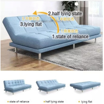 Fabric Sofa Living Room Small Apartment Modern Minimalist Bedroom Three-Seat Sofa Bed, Folding Dual-Use Sofa Bed, Blue
