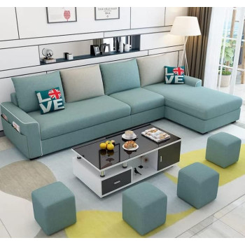 Simple Combination Removable And Washable Three-Person Small Apartment Sofa Modern Sectional Sofa, Green