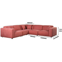 High End Living Room Furniture Manufacturers Royal Modern L Shape Fabric Sofa Set, Rose Pink