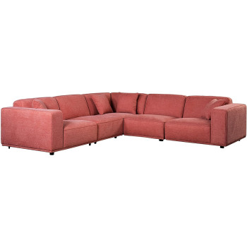 High End Living Room Furniture Manufacturers Royal Modern L Shape Fabric Sofa Set, Rose Pink