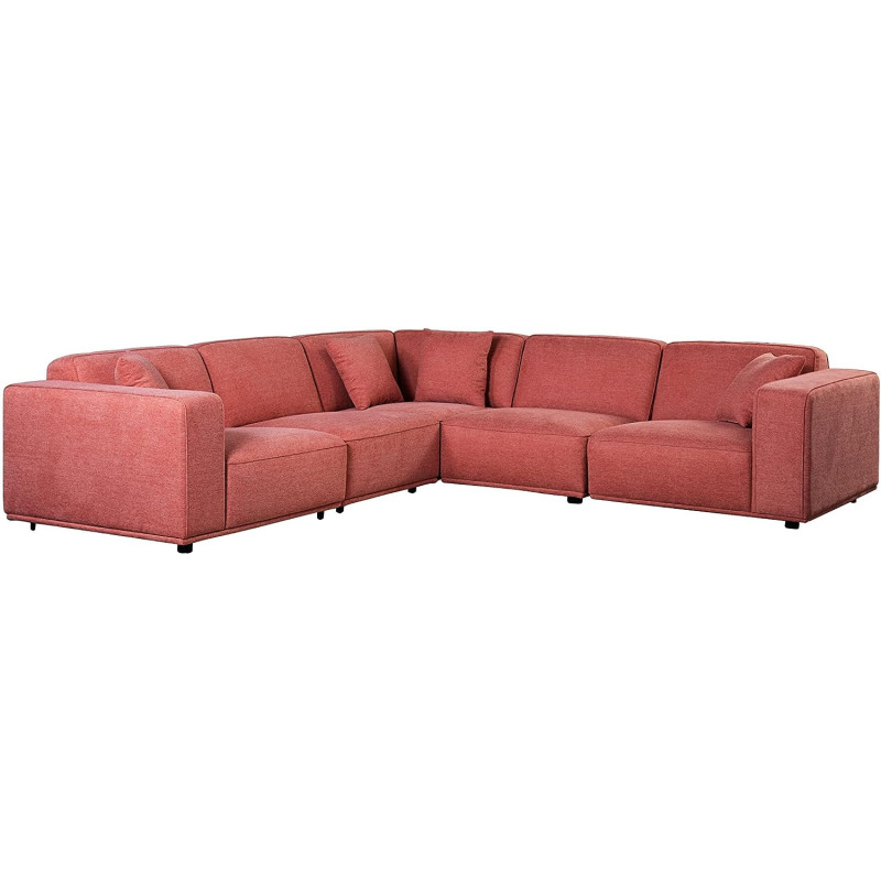 High End Living Room Furniture Manufacturers Royal Modern L Shape Fabric Sofa Set, Rose Pink