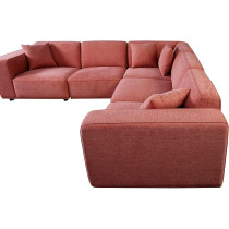 High End Living Room Furniture Manufacturers Royal Modern L Shape Fabric Sofa Set, Rose Pink