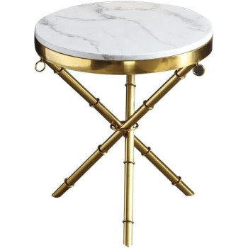 Golden Stainless Steel Corner Table Modern Minimalist Tempered Marble Living Room Round Coffee Table