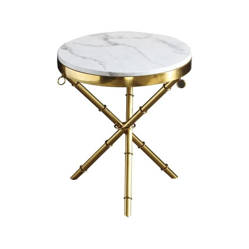 Golden Stainless Steel Corner Table Modern Minimalist Tempered Marble Living Room Round Coffee Table