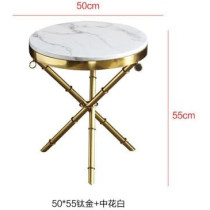 Golden Stainless Steel Corner Table Modern Minimalist Tempered Marble Living Room Round Coffee Table