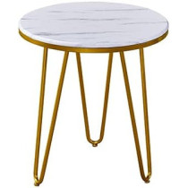 Modern Minimalist Living Room White Small Round Coffee Side Table With Metal Legs
