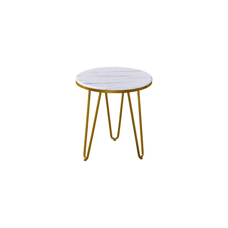 Modern Minimalist Living Room White Small Round Coffee Side Table With Metal Legs