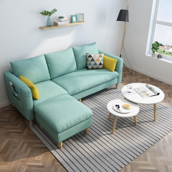 Maple Sectional Fabric Sofa Set Cotton Furniture Home Apartment Hotel Green (Light Green)