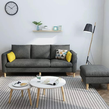 Maple Sectional Fabric Sofa Set Cotton Furniture Home Apartment Hotel Green (Dark Grey)