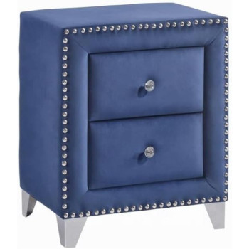 Velvet Fabric Night Stand With Two Drawers