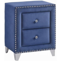 Velvet Fabric Night Stand With Two Drawers