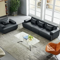 Commercial Office Sofa 3+2+1 Seater Meeting And Negotiation Leather Set Furniture For Living Room And Reception Area(Without Chair And Table) (Black)