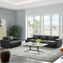 Commercial Office Sofa 3+2+1 Seater Meeting And Negotiation Leather Set Furniture For Living Room And Reception Area(Without Chair And Table) (Black)