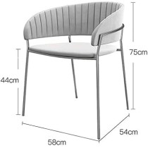 Velvet Chairs Modern Accent Dining Chairs Flannelette Comfy Upholstered Armchair Living Room Furniture Leisure Lounge Chairs With Golden Metal Leg (Grey)